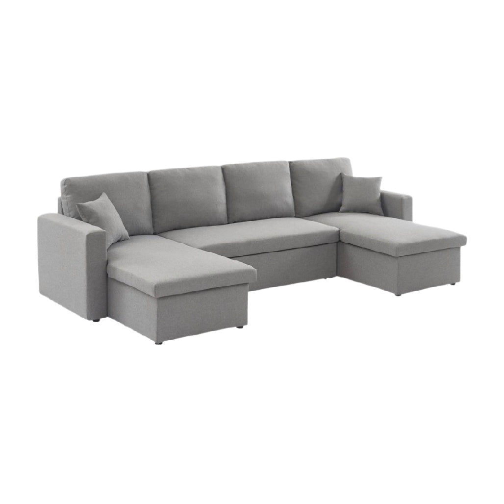 Sofa sectionnel en tissu gris pour salon - 约 250 x 150 x 80
