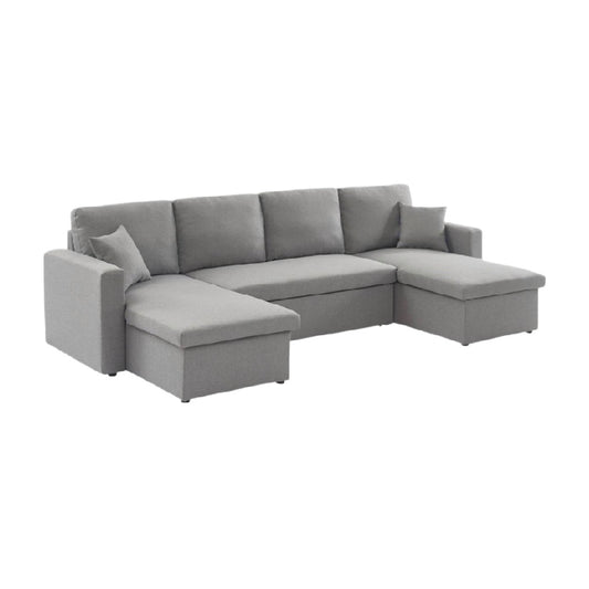Sofa sectionnel en tissu gris pour salon - 约 250 x 150 x 80